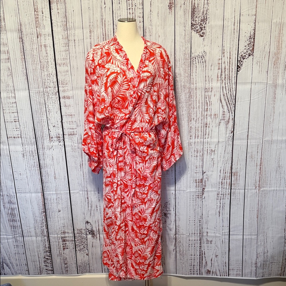 Tropical Red Floral‎ Women Swim Coverup